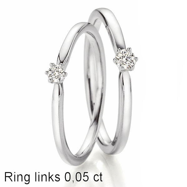 Weissgold Solitaire Ring mit 0,05 ct Brillant